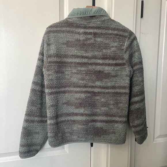 Billabong fuzzy womens button up sweater jacket size small grey and blue - Picture 5 of 5